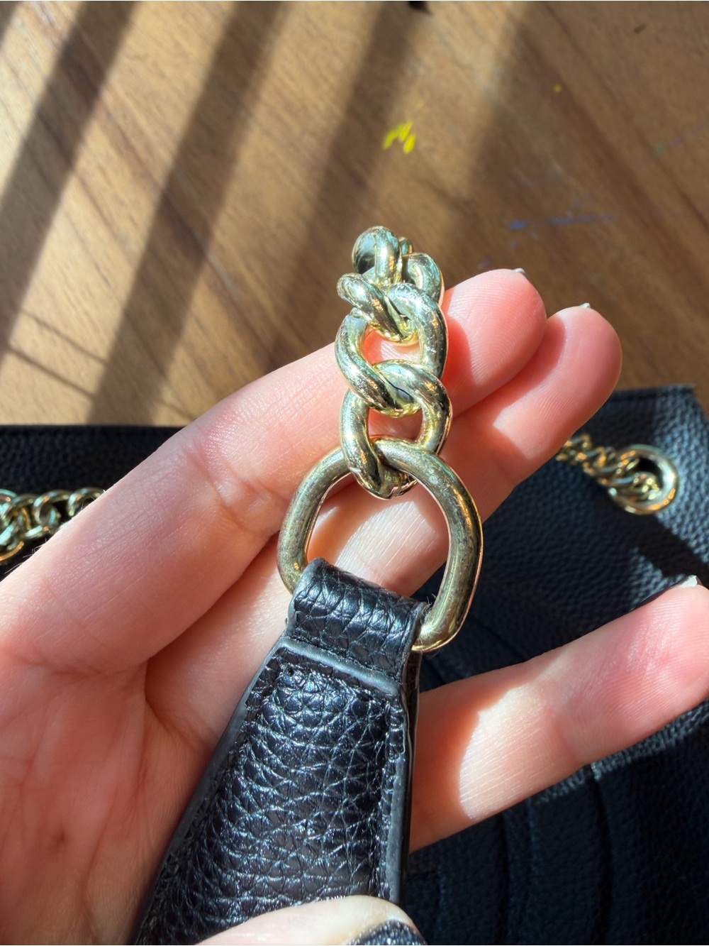 Designer Inspired Embossed Logo shoulder bag with chain strap - Picture 10 of 11